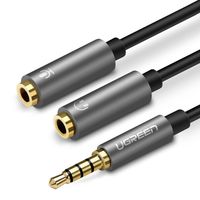 rozdzielacz słuchawkowy 3.5mm mini jack aux + mikrofon stereo 20cm