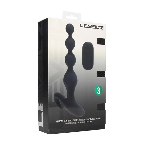 Remote Control Beaded Vibrating Silicone Anal Plug - Black zdjęcie 2