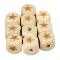 Drewniane koraliki kostka GWIAZDA 14x14mm 10szt.