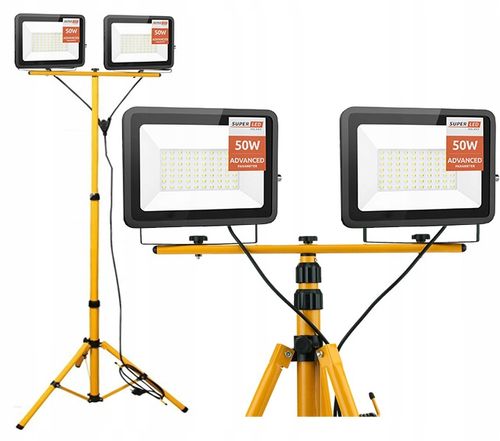 Halogen LED Statyw Naświetlacz 2x50W LED stojak + przewód + wtyczka na Arena.pl