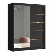 SZAFA PRZESUWNA FLAVIO III 150cm z lustrem GARDEROBA ZŁOTY uchwyt i