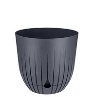 Doniczka donica plastikowa z podstawką 13cm prążkowany wzór antracytowy mat