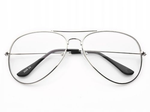 Męskie Okulary Zerówki PILOTKI AVIATOR Srebrne na Arena.pl