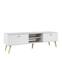 RTV BOHO 170 cm z szufladami na wysokich nogach - Biały mat