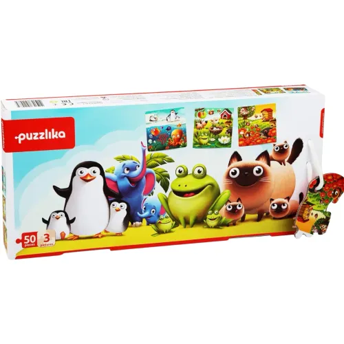 Puzzle 3w1 50 elementów. Ulubione zwierzęta na Arena.pl