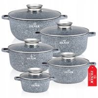 ZESTAW GARNKÓW MARMURKOWYCH INDUKCJA GAZ KOMPLET GARNKI + POKRYWKI ZILNER