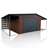 Garaż Blaszany drewnopodobny z wnęką 5.5x5m + 1.5x5m wiata Panelowa