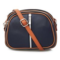 VERA PELLE torebka damska skórzana listonoszka 3 komorowa V463 granatowa