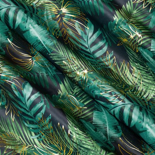 Zasłona gotowa na przelotkach DAVOS 140x250 czarno zielona w liście na Arena.pl