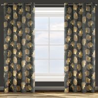 Zasłona gotowa na przelotkach OFELIA 140x250 Design91 grafitowa w liści miłorzębu