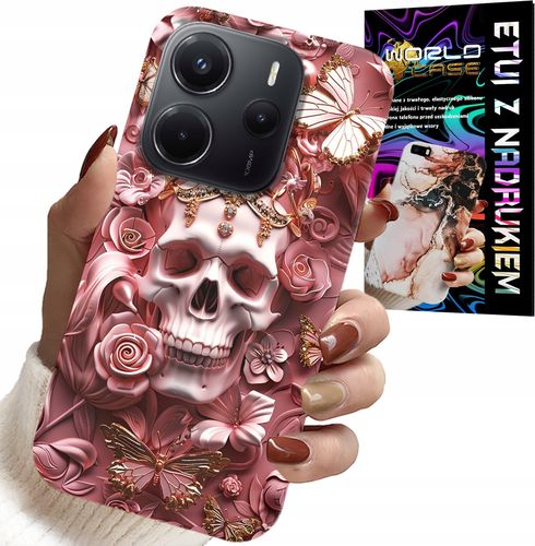 ETUI DO XIAOMI NOTE 14 4G - KOBIECE, MODNE WZORY, CZASZKA W RÓŻE na Arena.pl