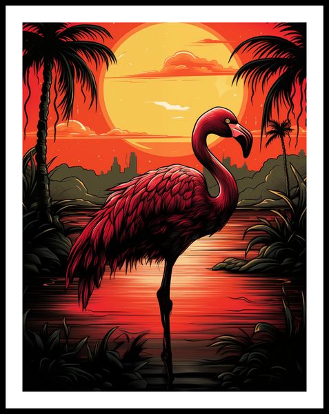 Plakat 50x65cm Flaming nad Wodą zdjęcie 3