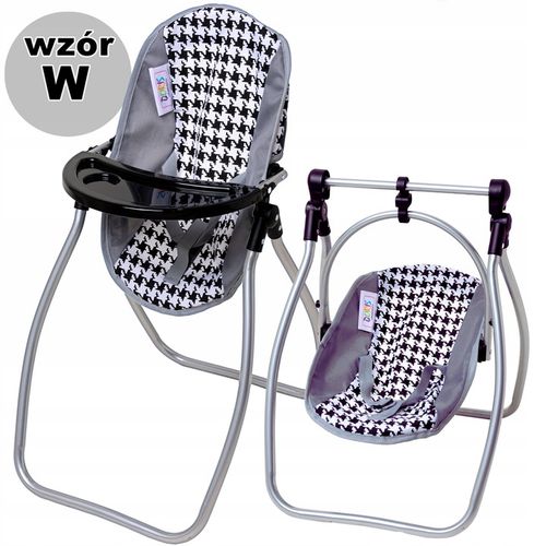 DUŻE KRZESEŁKO DO KARMIENIA lalek BUJAK HUŚTAWKA zestaw dla lalek 3w1 na Arena.pl
