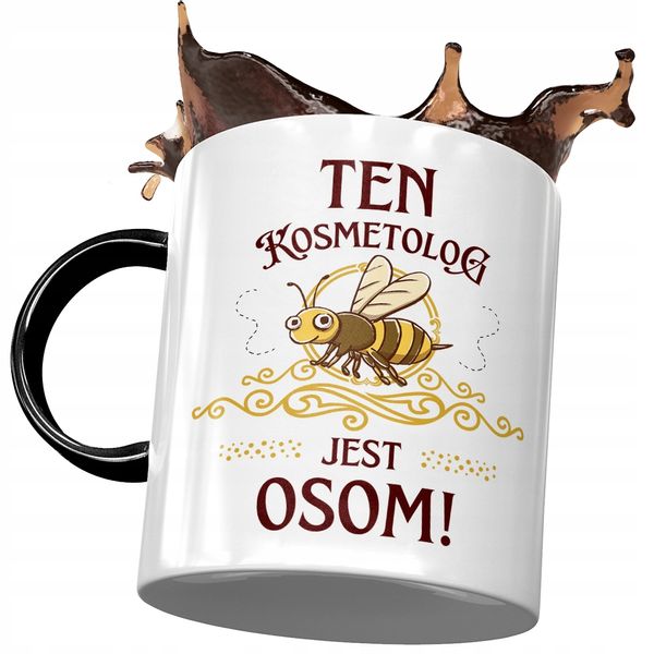 Kubek Czarny Dla Kosmetologa Kosmetolog Jest Osom Z Nadrukiem Ze Zdjęciem zdjęcie 1