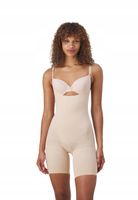 Spanx Seamless Power Beżowe modelujące body do połowy uda