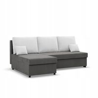 NAROŻNIK KEMI SZARY BIAŁY Rogówka KANAPA Rozkładana PIANKA