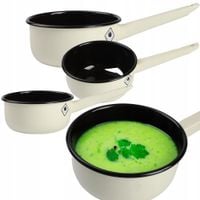 RONDEL 1,5L EMALIOWANY GŁADKI BEŻOWY GARNEK RONDELEK TRADYCYJNY