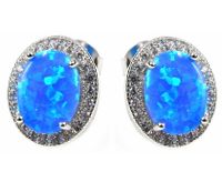 OWALNE RODOWANE SREBRNE KOLCZYKI OPAL CYRKONIE