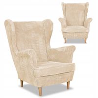 Fotel uszak Bonito skandynawski Family Meble beżowy jasny miły sztruks