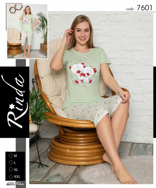 Damska piżama krótka bawełniana z krótkim rękawem na lato XL w misie zdjęcie 2