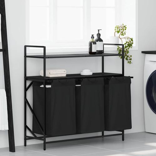 Kosz na pranie 3 przegrody z półkami, czarny dąb na Arena.pl