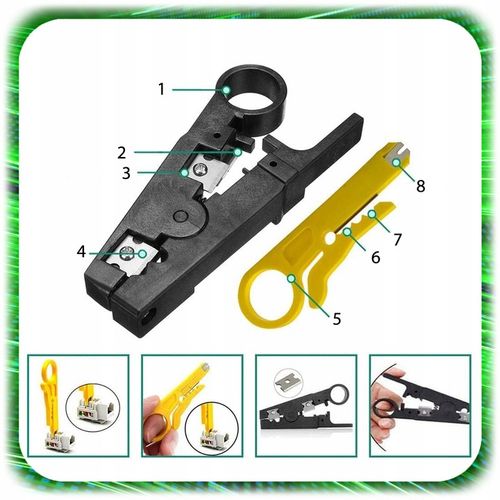 TESTER KABLI SIECIOWYCH RJ45 Przewodów Zaciskarka ZESTAW Sieci LAN ŚCIĄGACZ na Arena.pl