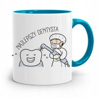 Kubek Błękitny Prezent Dentysty Najlepszy Dentysta Z Nadrukiem Ze Zdjęciem