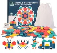 PUZZLE DREWNIANE KOLOROWE DO ZABAWY DLA DZIECKA buduje kreatywność 180 szt.