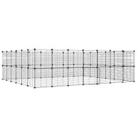 Klatka dla zwierząt z bramką, 52 panele, czarna, 35x35 cm, stal