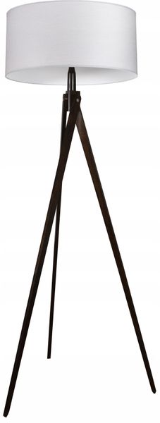 LAMPA PODŁOGOWA TRÓJNÓG, DREWNO, ABAŻUR zdjęcie 5