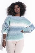 MULTIKOLOROWY CIEPŁY SWETER 36/38 NIEBIESKI