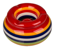 Ceramiczna Popielniczka w Paski Kolorowa Okrągła