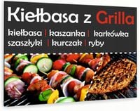 nadruk UV TABLICZKA reklamowa aluminiowa 40x30 dibond kiełbasa z grilla