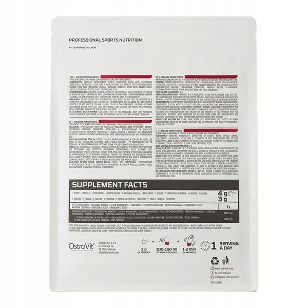 OstroVit Creatine Monohydrate 500 g KREATYNA MONOHYDRAT zdjęcie 2