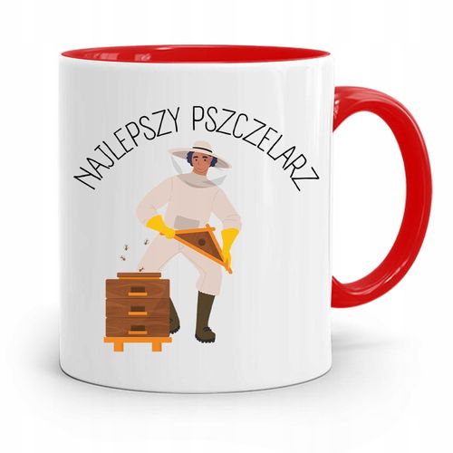 Kubek Czerwony Pszczelarza Najlepszy Pszczelarz Z Nadrukiem Ze Zdjęciem na Arena.pl