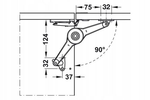 Siłownik meblowy do frontów HAFELE DUO rozwórka nożycowa podnośnik na Arena.pl