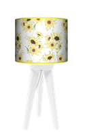 Lampa stołowa - nocna trójnóg drewniana mała -  Słoneczniki (żółto-biała)