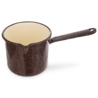 Rondelek Emaliowany Rondel Garnek z Długim Uchwytem Tradycyjny 12 cm 1,2L