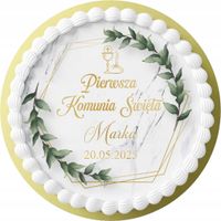 OPŁATEK NA TORT 20CM - NA KOMUNIE ŚWIĘTĄ OKRĄGŁY 16CM 18CM + IMIĘ