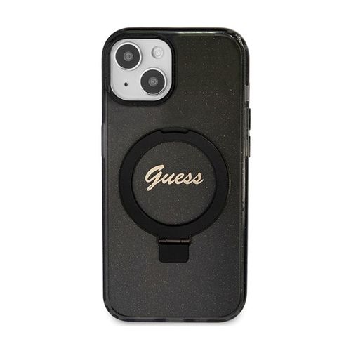Guess Ring Stand Script Glitter MagSafe - Etui iPhone 15 (czarny) na Arena.pl