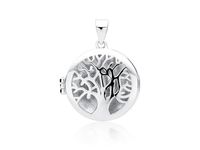 Delikatny rodowany srebrny otwierany okrągły wisiorek puzderko sekretnik drzewo życia tree srebro 925 Z1772