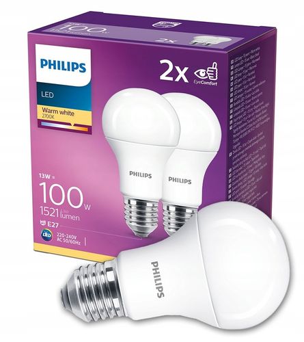 2x Żarówka LED E27 A60 13W = 100W 1521lm PHILIPS na Arena.pl