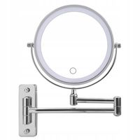 Lusterko kosmetyczne do makijażu podświetlane led obrotowe srebrne okrągłe