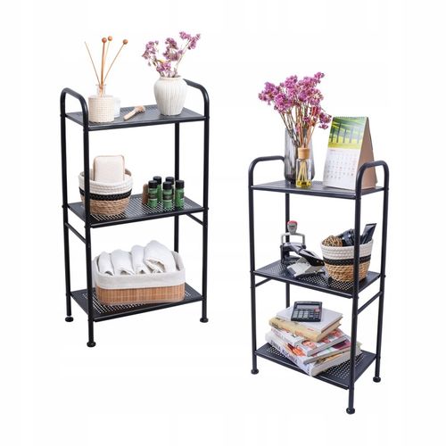 Regał łazienkowy metalowy czarny słupek szafka 3 półki do łazienki na Arena.pl