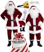 WELUROWY STRÓJ ŚWIĘTEGO MIKOŁAJA BURGUND GRUBE FUTRO zestaw VIP