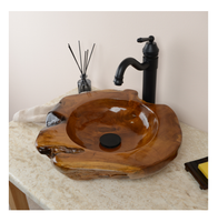 Umywalka drewniana tekowa 45 cm lakierowana do łazienki