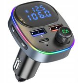 TRANSMITER BLUETOOTH FM SAMOCHODOWY SZYBKA ŁADOWARKA USB USB-C AUX