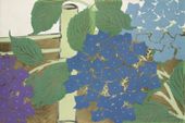 Plakat 60x40cm Hydrangea, Sekka Japoński Vintage do Salonu