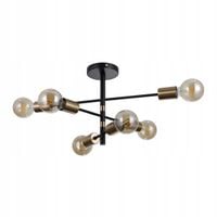 LAMPA WISZĄCA ITALUX PIANSI PND-4025-6-BL-HBR CZARNY / MOSIĄDZ