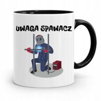 Kubek Czarny Prezent Sprawacza Uwaga Spawacz Z Nadrukiem Ze Zdjęciem